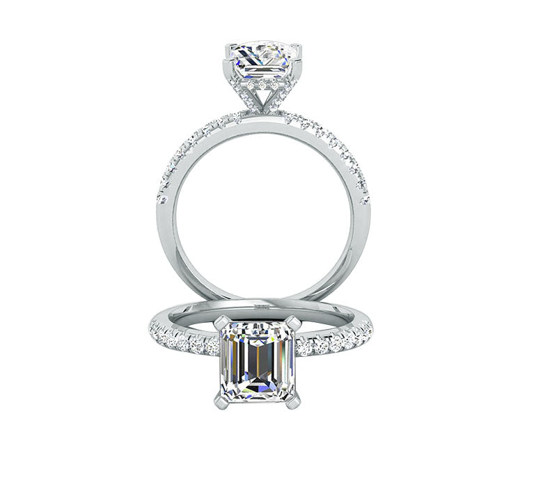 STYLISH EMERALD CUT LAB GROWN DIAMOND RING