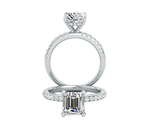 STYLISH EMERALD CUT LAB GROWN DIAMOND RING