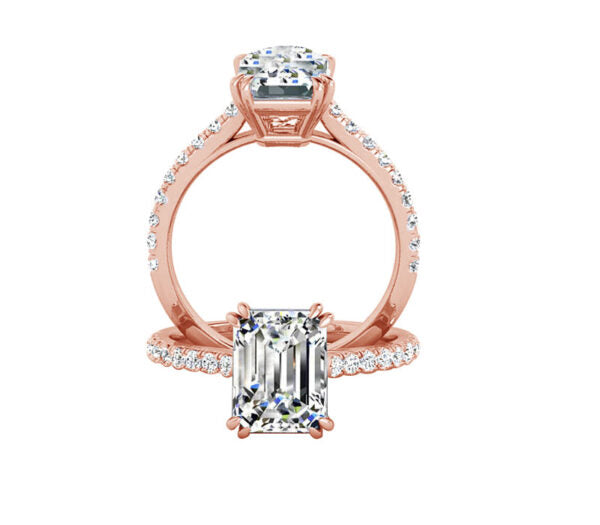 DOUBLE PRONG EMERALD CUT DIAMOND RING