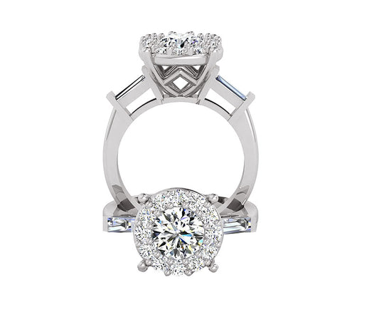 UNIQUE TWO TONE HALO DIAMOND ENGAGEMENT RING