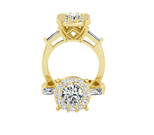 UNIQUE TWO TONE HALO DIAMOND ENGAGEMENT RING