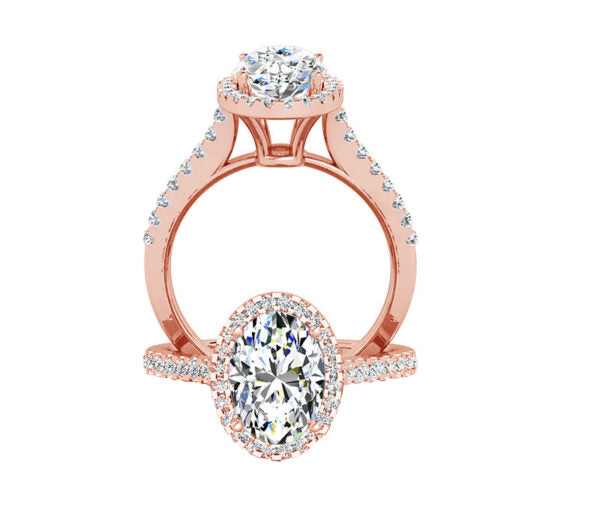 OVAL HALO DIAMOND ENGAGEMENT RING