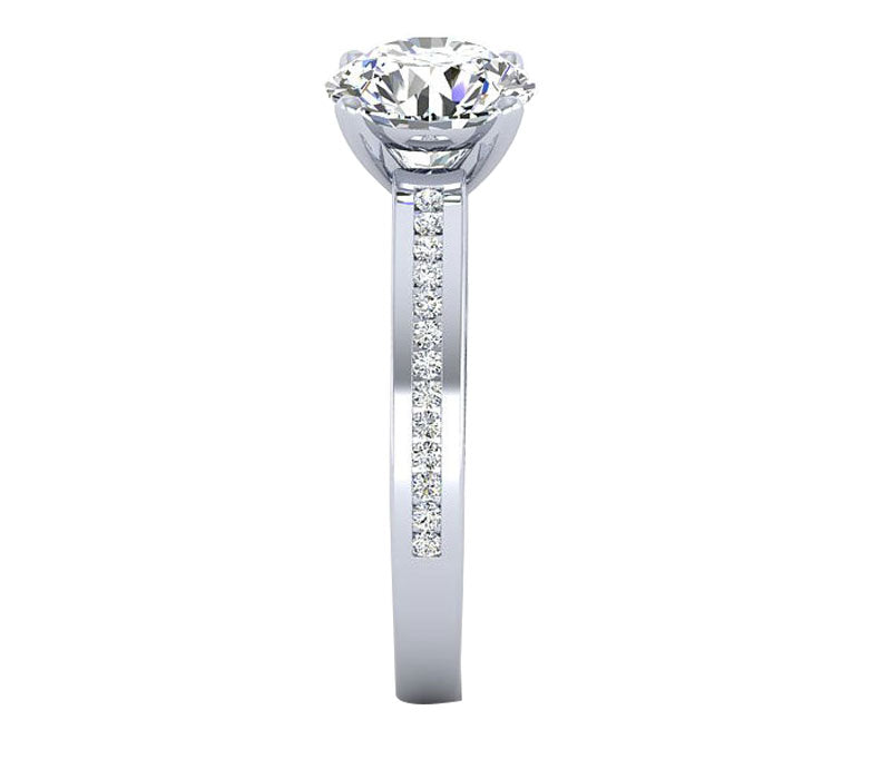 CHANNEL SET ROUND DIAMOND ENGAGEMENT RING