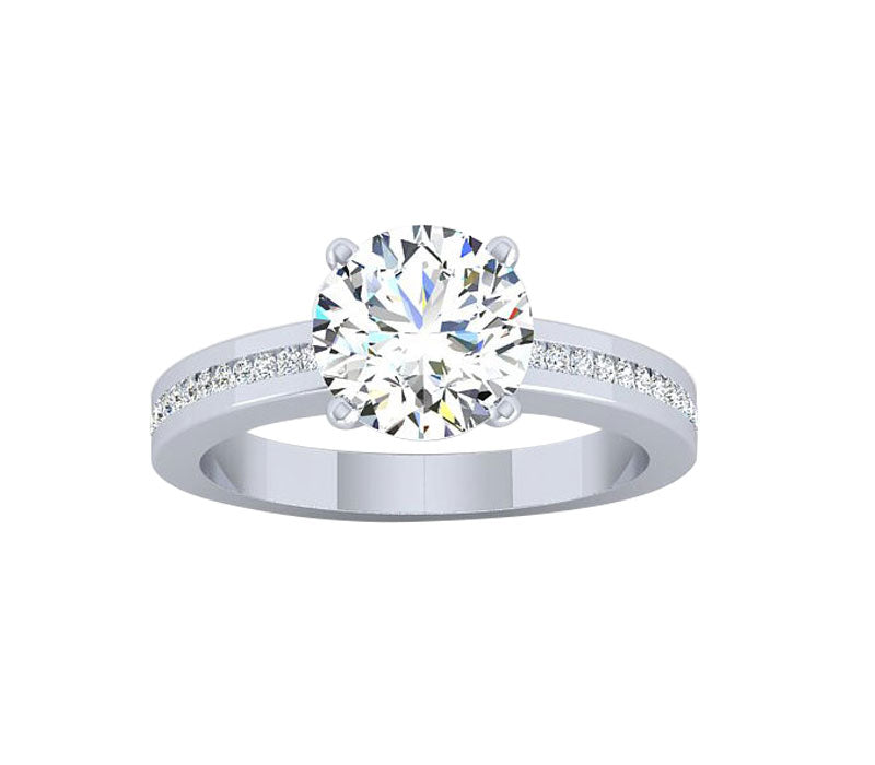 CHANNEL SET ROUND DIAMOND ENGAGEMENT RING