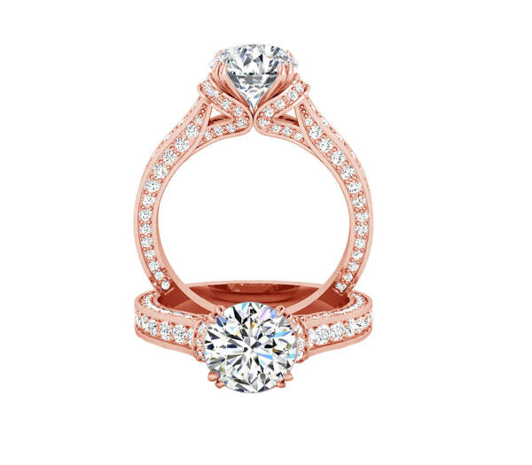 UNIQUE DESIGNED ROUND DIAMOND ENGAGEMENT RING