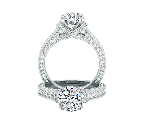 UNIQUE DESIGNED ROUND DIAMOND ENGAGEMENT RING