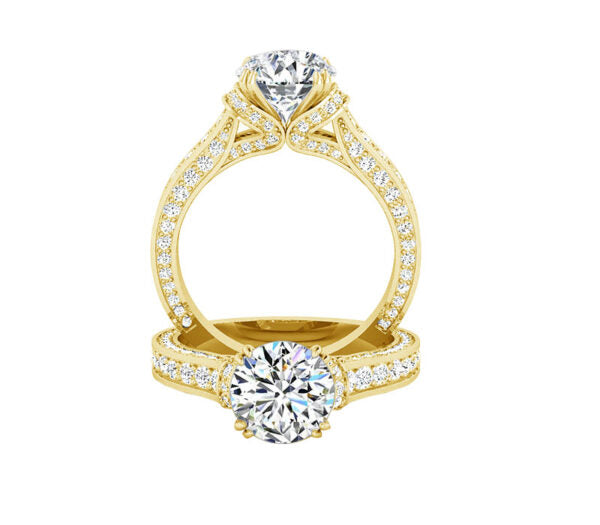 UNIQUE DESIGNED ROUND DIAMOND ENGAGEMENT RING
