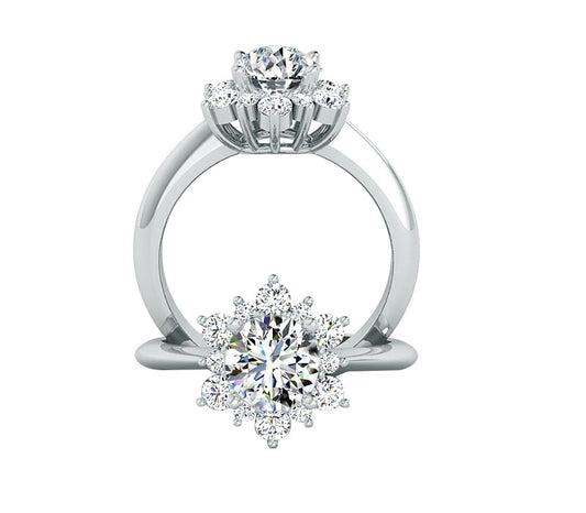 SNOWFLAKE HALO DIAMOND ENGAGEMENT RING