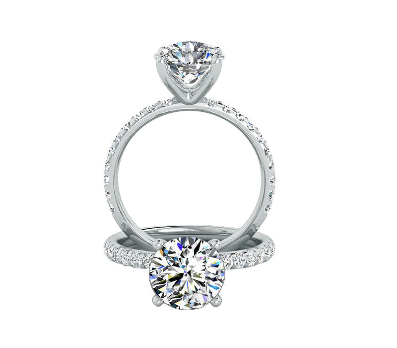 French Pave diamond engagement ring, Diamond wedding ring, Natural diamond ring