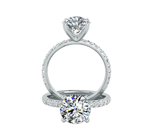 French Pave diamond engagement ring, Diamond wedding ring, Natural diamond ring