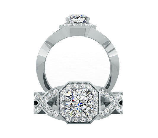 ASSCHER CUT DIAMOND HALO ENGAGEMENT RING
