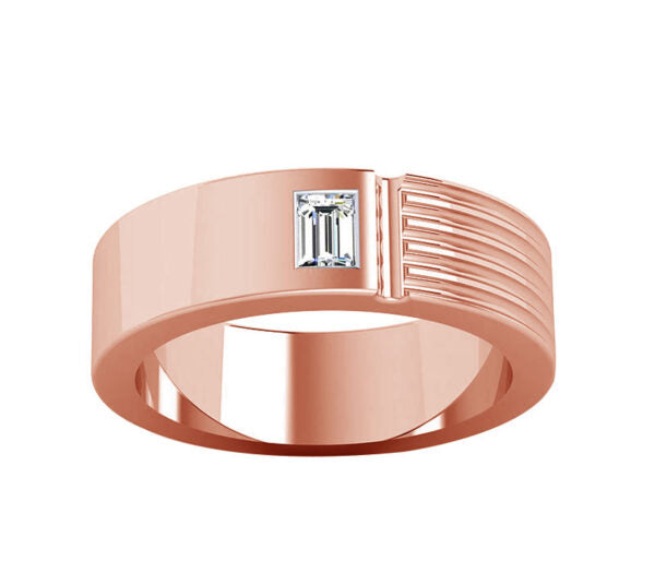 CONTEMPORARY EMERALD-CUT DIAMOND WEDDING RING