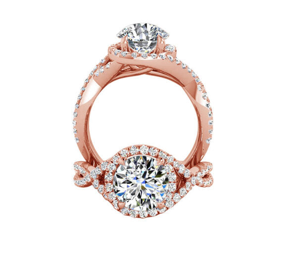 TWISTED ROUND HALO DIAMOND ENGAGEMENT RING