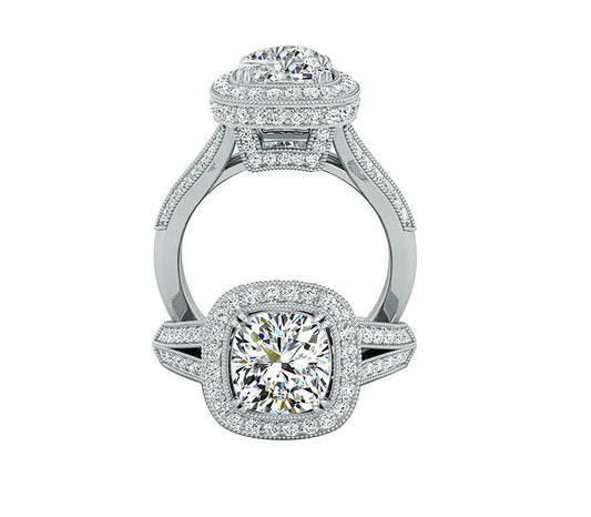 ENCHANTED HALO SPLIT-SHANK DIAMOND ENGAGEMENT RING