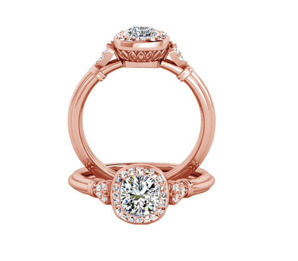 BAGUETTE HALO DIAMOND ENGAGEMENT RING