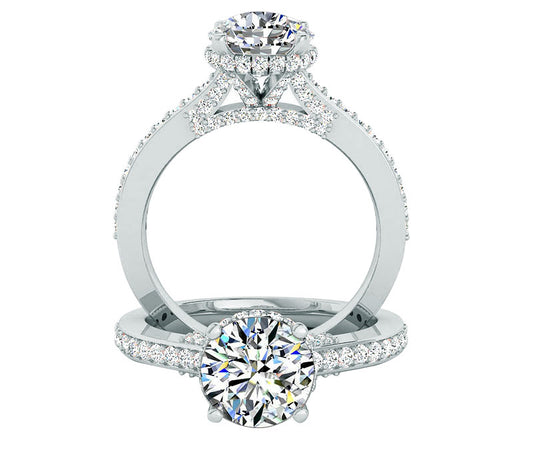 CROWN PAVÉ SETTING COMFORT FIT CATHEDRAL ENGAGEMENT RING