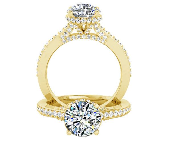 CROWN PAVÉ SETTING COMFORT FIT CATHEDRAL ENGAGEMENT RING
