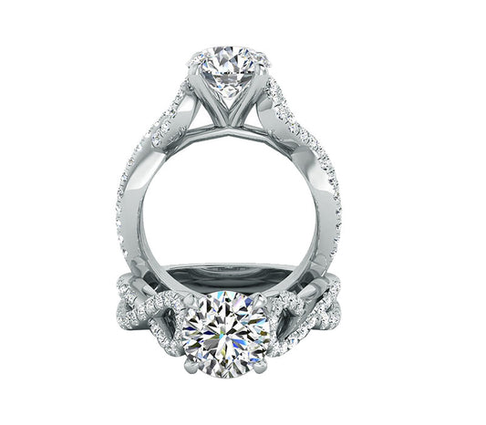 INFINITY TWIST PAVÉ SETTING DIAMOND ENGAGEMENT RING