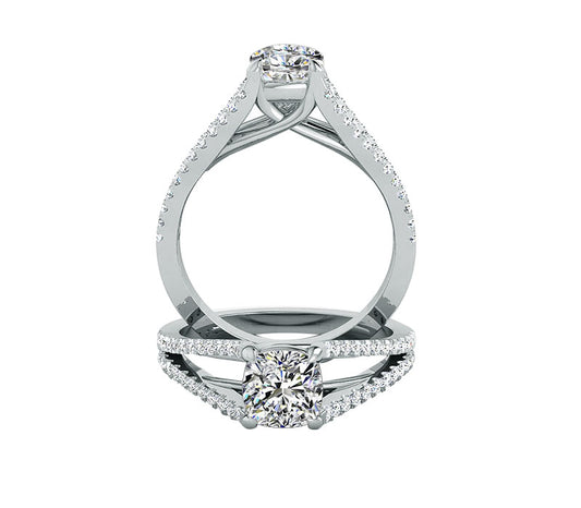 TRELLIS SPLIT SHANK CUSHION CUT ENGAGEMENT RING