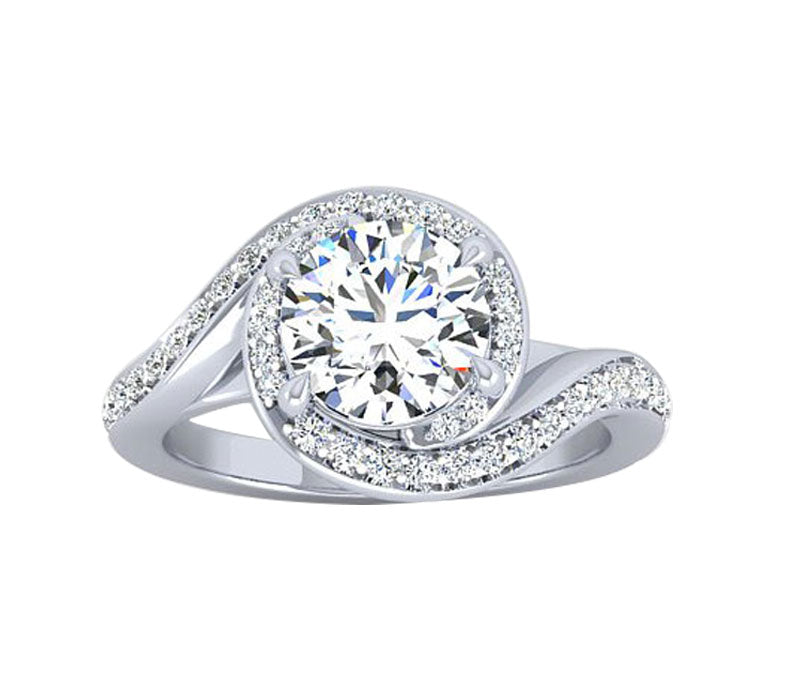 BYPASS-STYLE HALO PAVÉ DIAMOND ENGAGEMENT RING