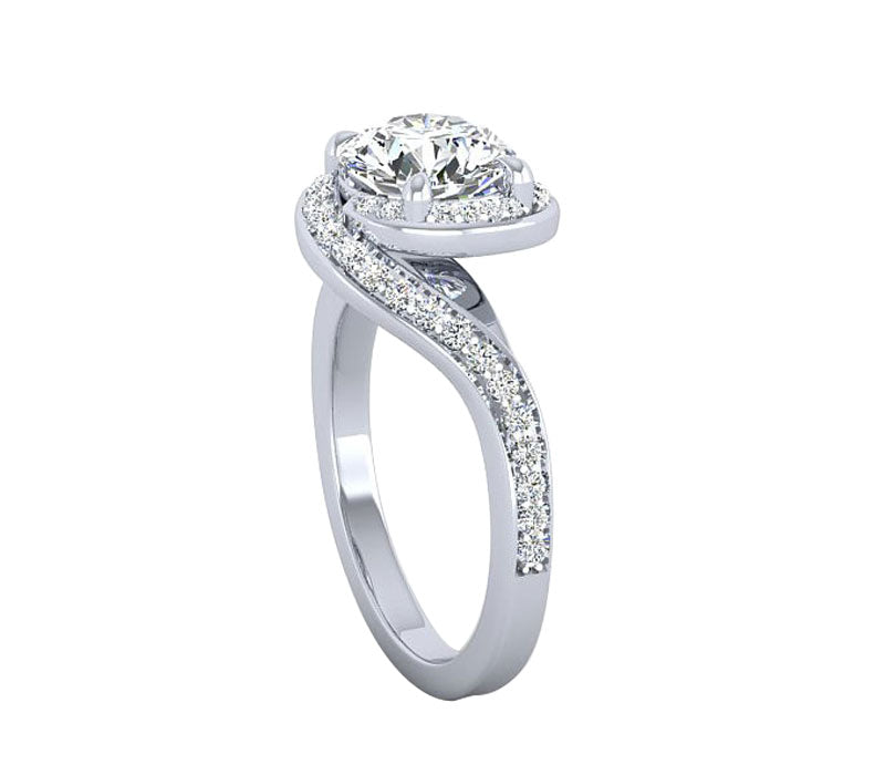 BYPASS-STYLE HALO PAVÉ DIAMOND ENGAGEMENT RING