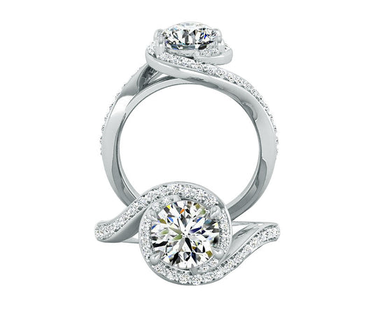 BYPASS-STYLE HALO PAVÉ DIAMOND ENGAGEMENT RING