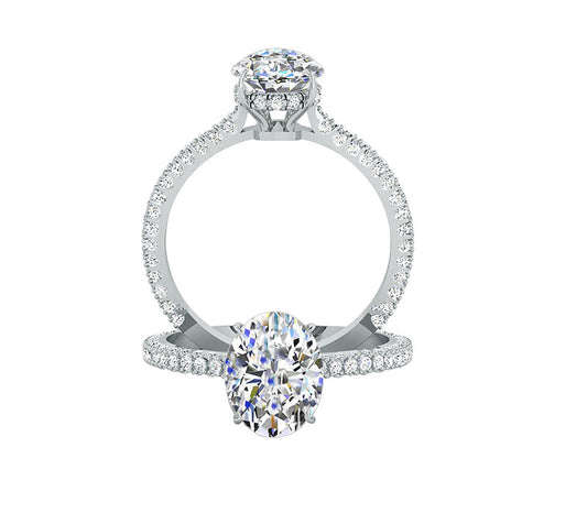 MICRO-PAVÉ CROWN OVAL CUT DIAMOND ENGAGEMENT RING