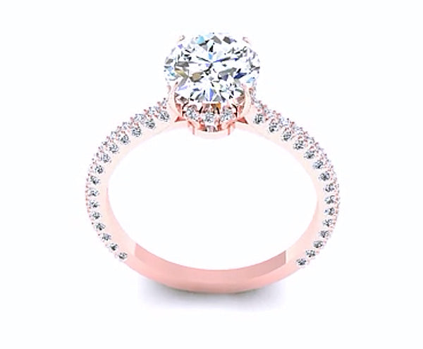 MICRO-PAVÉ CROWN OVAL CUT DIAMOND ENGAGEMENT RING