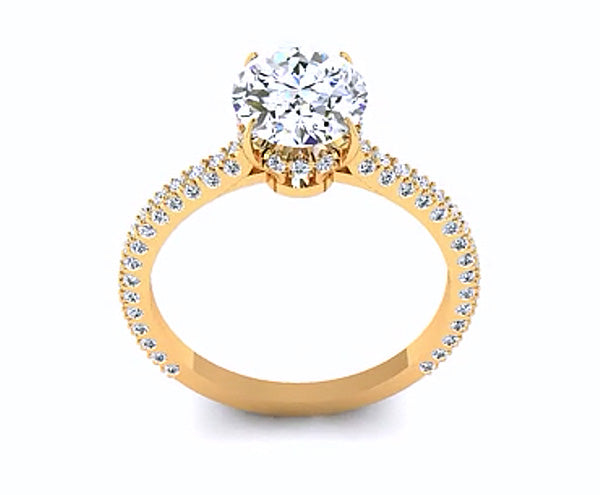 MICRO-PAVÉ CROWN OVAL CUT DIAMOND ENGAGEMENT RING