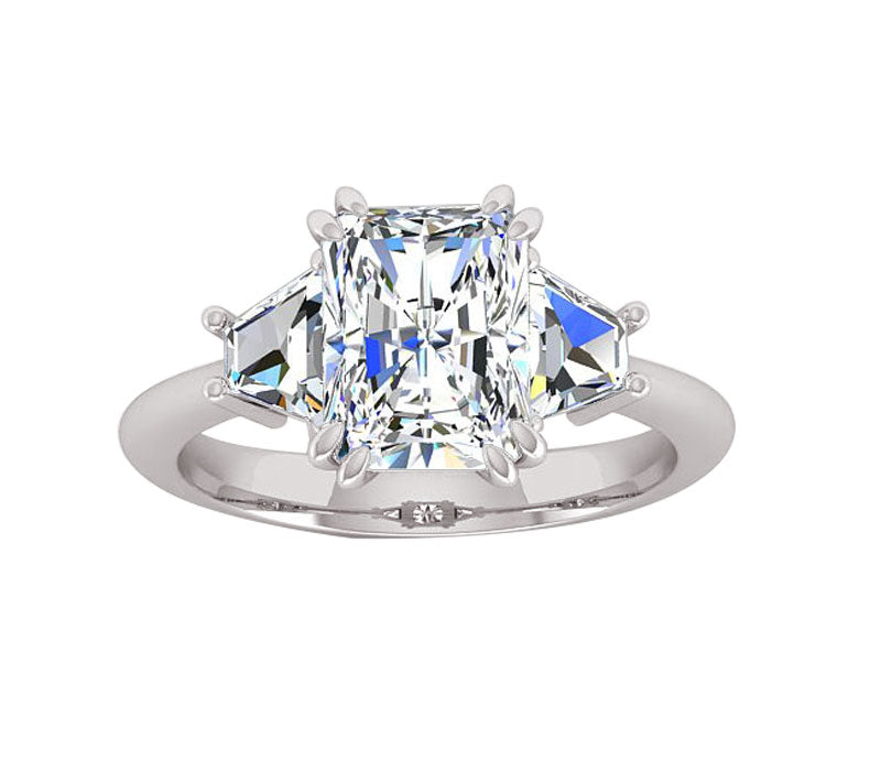 TAPERED BAGUETTE THREE-STONE DIAMOND ENGAGEMENT RING