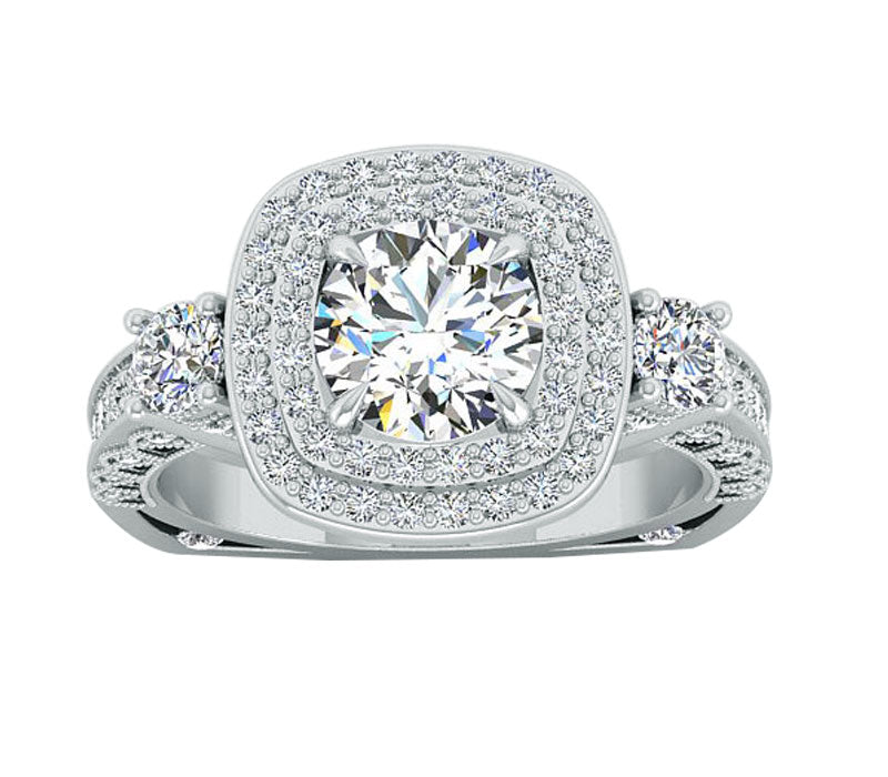 Double Euro-Style Royal Halo Diamond Engagement Ring