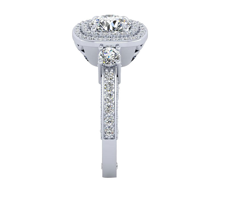 Double Euro-Style Royal Halo Diamond Engagement Ring