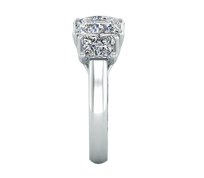 THREE-STONE TRELLIS PRINCESS-CUT DIAMOND ENGAGEMENT RING