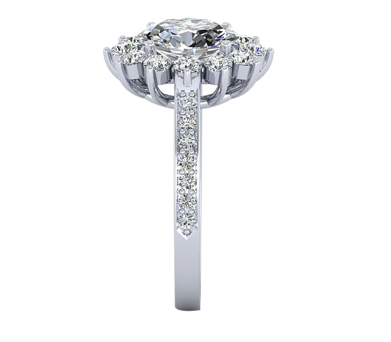 FLORAL HALO DIAMOND ENGAGEMENT RING