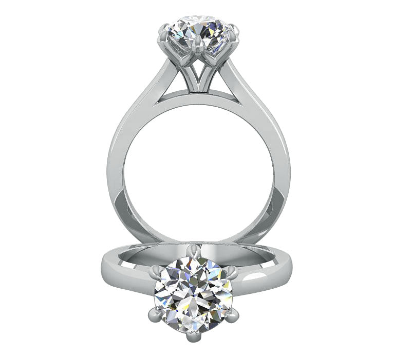 diamond Solitaire, crown head diamond engagement ring, 1Ct natural diamond Ring, proposal ring