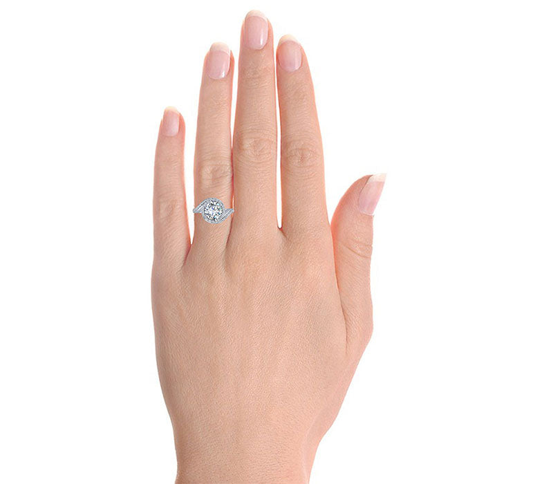 BYPASS-STYLE HALO PAVÉ DIAMOND ENGAGEMENT RING