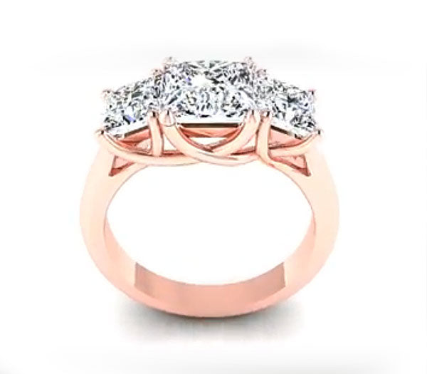 THREE-STONE TRELLIS PRINCESS-CUT DIAMOND ENGAGEMENT RING