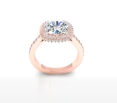DOUBLE-ROW HALO DIAMOND ENGAGEMENT RING