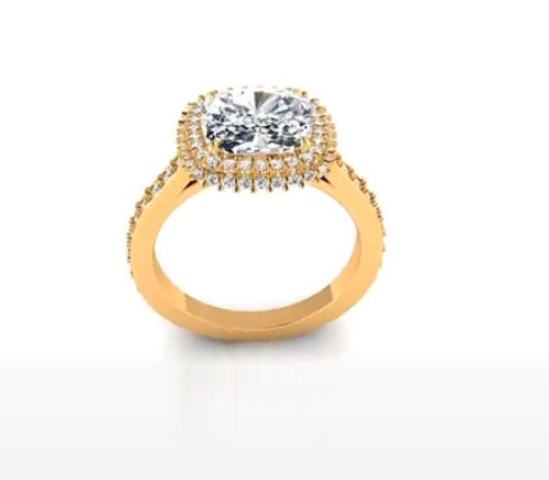 DOUBLE-ROW HALO DIAMOND ENGAGEMENT RING