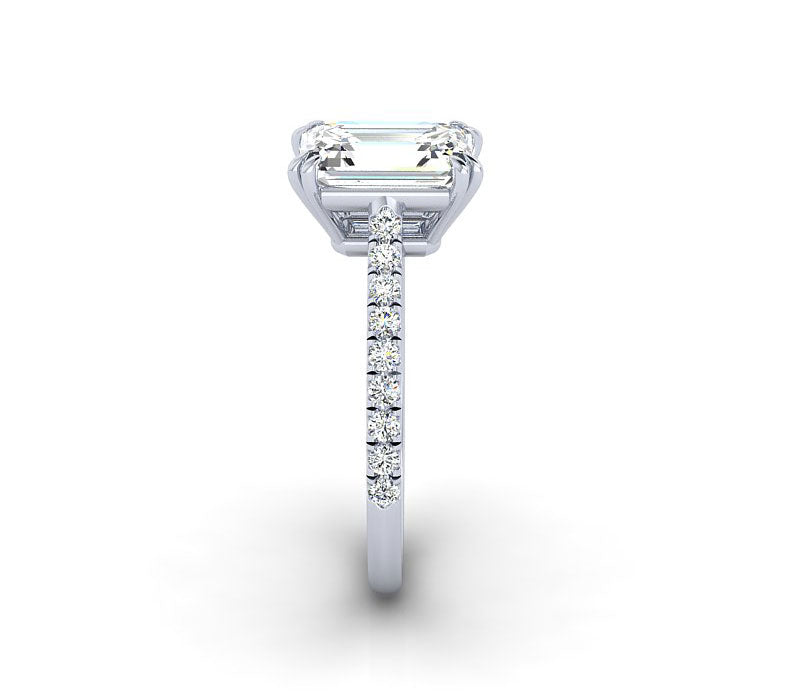 DOUBLE PRONG EMERALD CUT DIAMOND RING