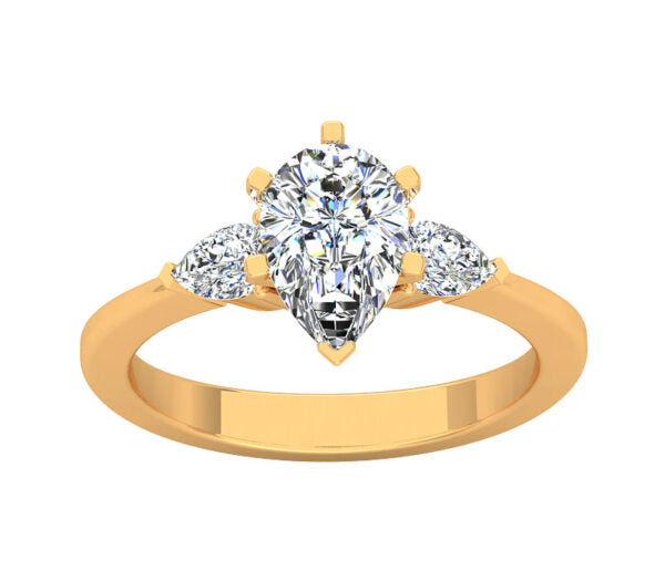 LOVELY PEAR-SHAPE DIAMOND THREE STONES RING