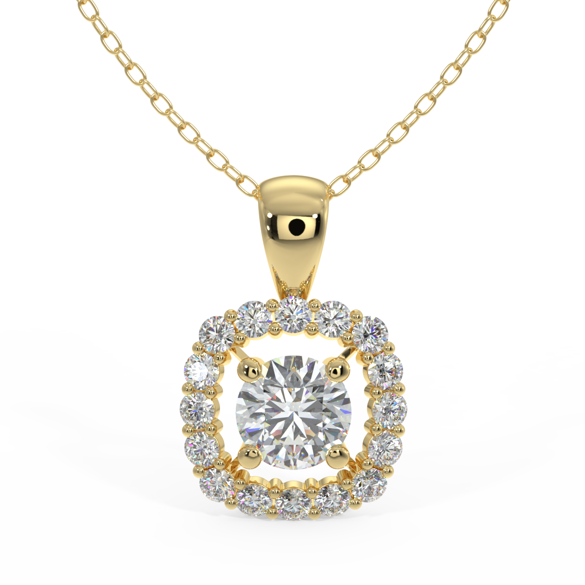 CUSHION HALO DIAMOND NECKLACE
