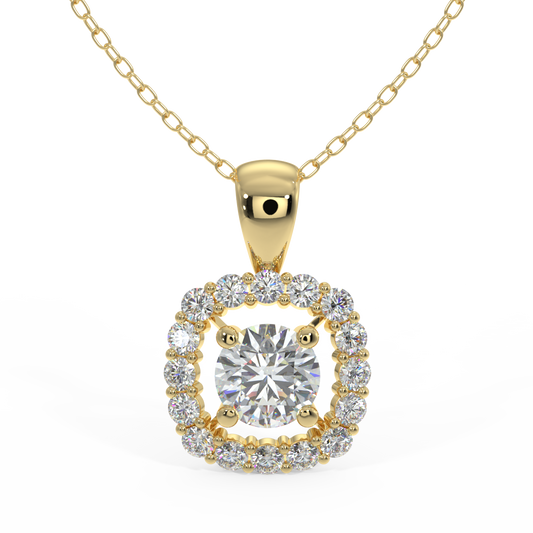CUSHION HALO DIAMOND NECKLACE