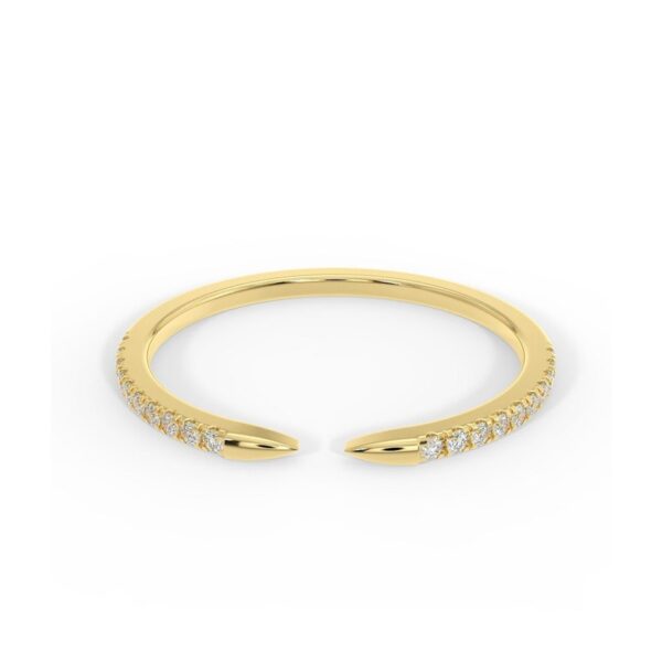 OPEN CLAW SOLID 14K GOLD NATURAL DIAMOND RING, HALF ETERNITY STACKABLE BAND, DAINTY ADJUSTABLE AFFINITY JEWELRY, YELLOW WHITE ROSE MATCHING