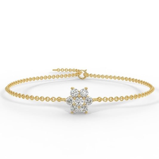 14K SOLID GOLD FLOWER CLUSTER BRACELET