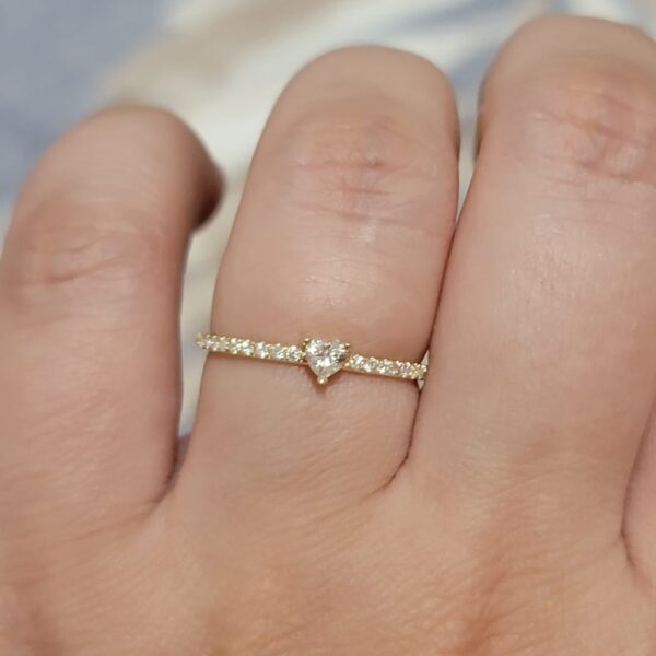 HEART-SHAPE NATURAL DIAMOND RING, SOLID 14K GOLD SOLITAIRE BAND, HIGH QUALITY STACKABLE COUPLE LOVE JEWELRY, ENGAGEMENT HALF ETERNITY CHARM