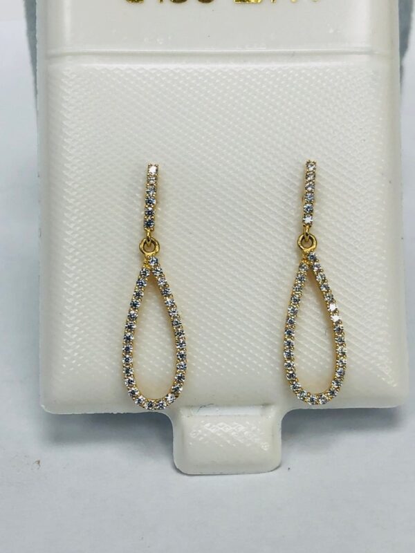 MICRO-PAVE NATURAL DIAMOND RAINDROP DANGLE, YELLOW OPEN TEARDROP ETERNITY EARRINGS, WHITE TIMELESS JOY JEWELRY, ROSE MULTI STONE EAR SET