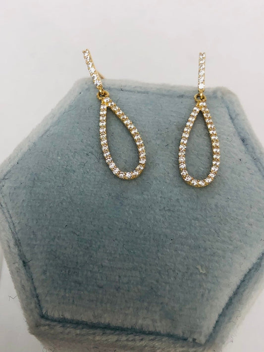 MICRO-PAVE NATURAL DIAMOND RAINDROP DANGLE, YELLOW OPEN TEARDROP ETERNITY EARRINGS, WHITE TIMELESS JOY JEWELRY, ROSE MULTI STONE EAR SET