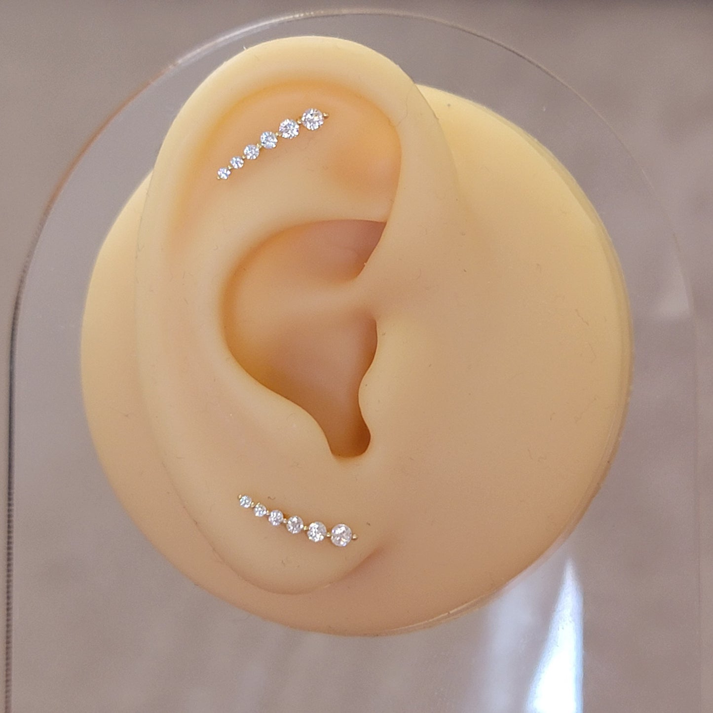 Curved Diamond Earrings in 14k Solid Gold, Natural Diamond Ear Climber Earrings