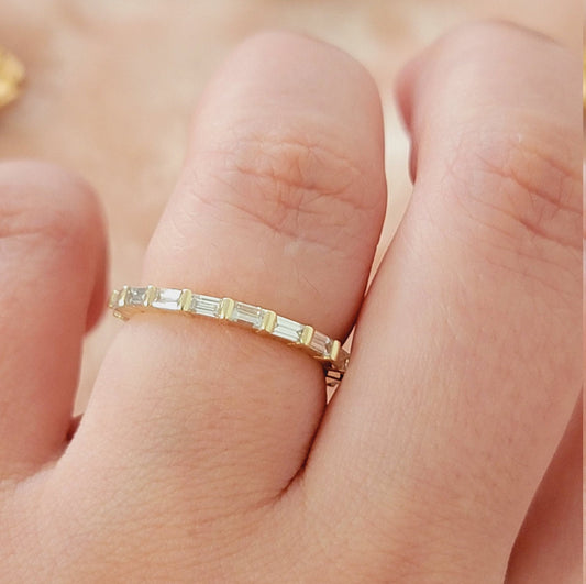 Diamond Wedding Band, Anniversary Ring, Diamond Eternity Band, Women Ring, Full Eternity Baguette Diamond ring, Stackable Ring, Wedding Ring